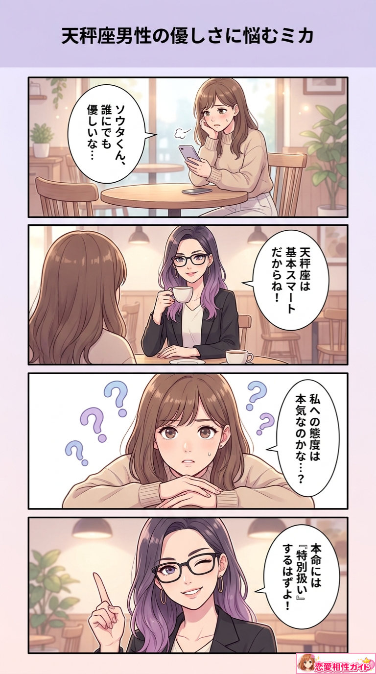 天秤座男性の優しさに悩むミカ