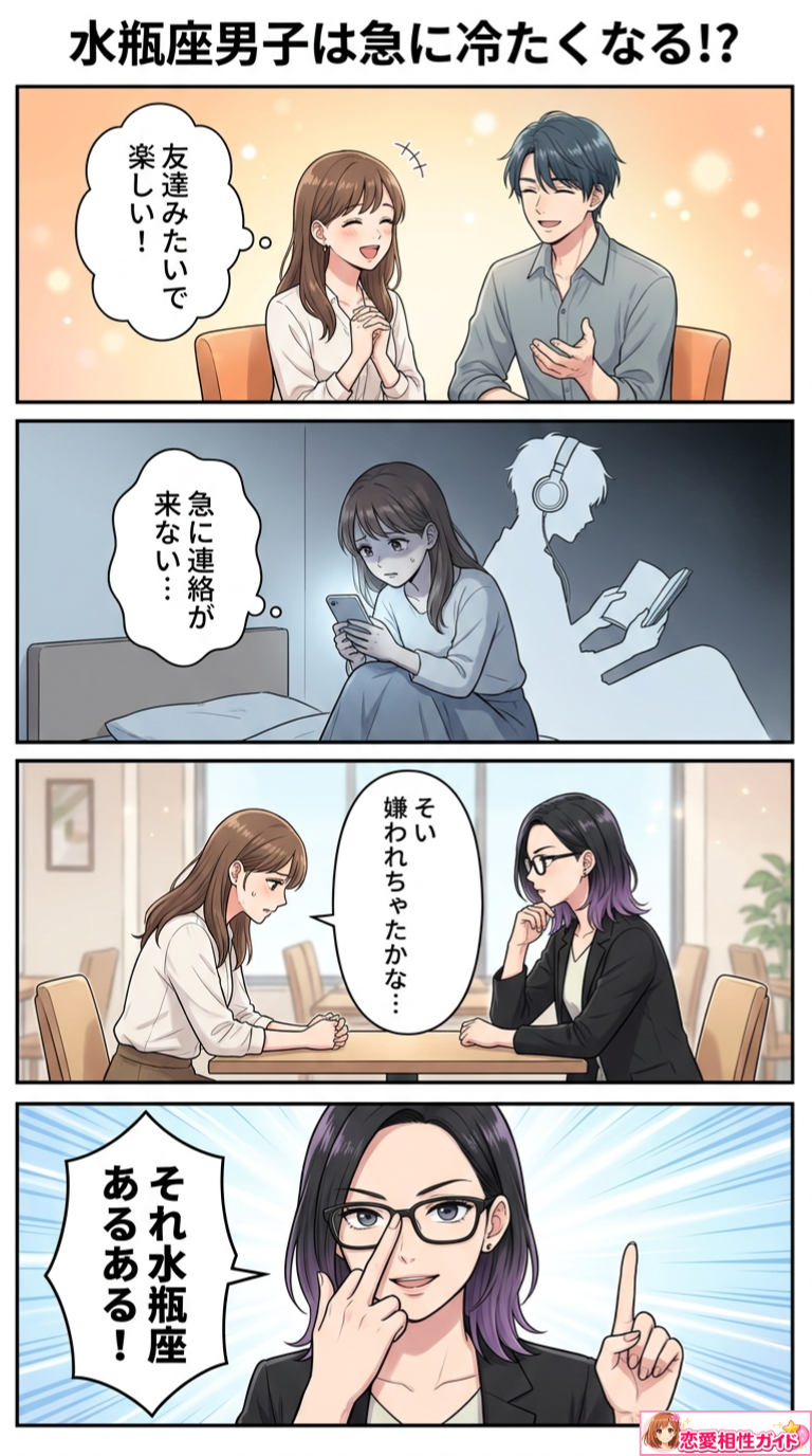 水瓶座男子は急に冷たくなる!?