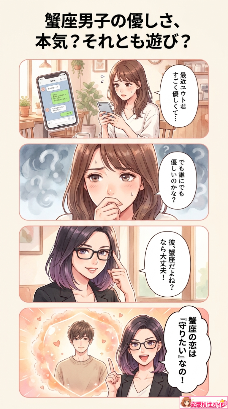 蟹座男子の優しさ、本気?それとも遊び?
