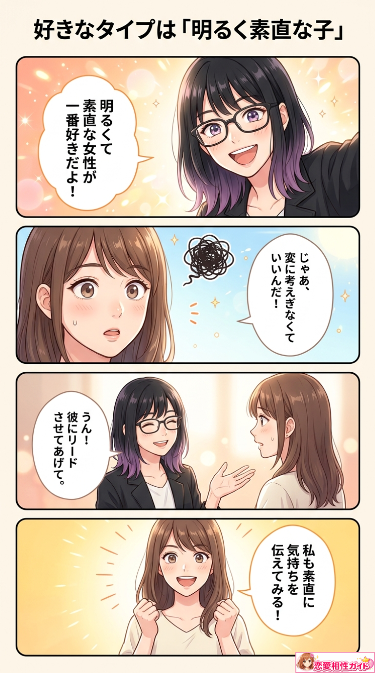 好きなタイプは「明るく素直な子」